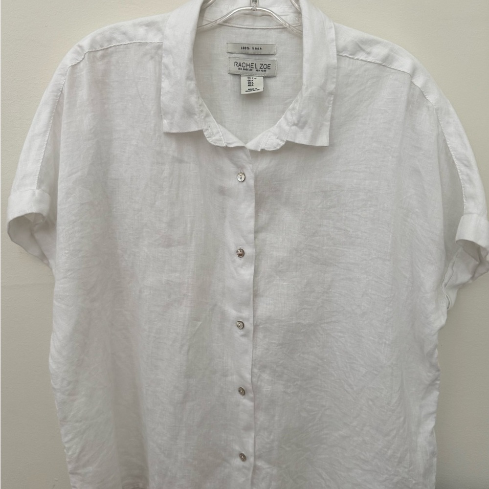 Rachel Zoe White Linen Button Down Shirt